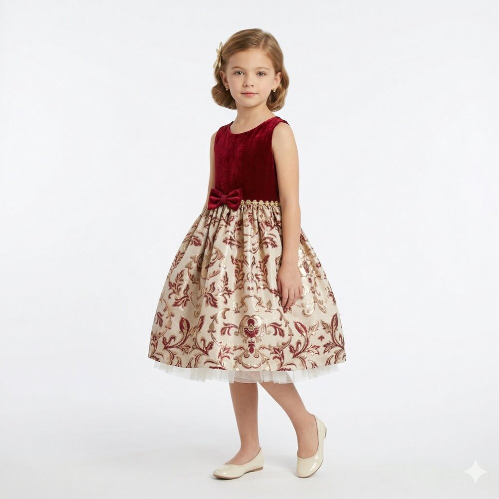 *Couture Princess Girls American Princess Red Elegant Dress